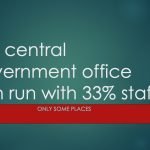 The central government office can run with 33% staff