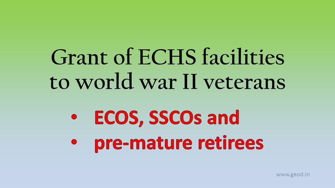 ECOS, SSCOs and pre-mature retirees