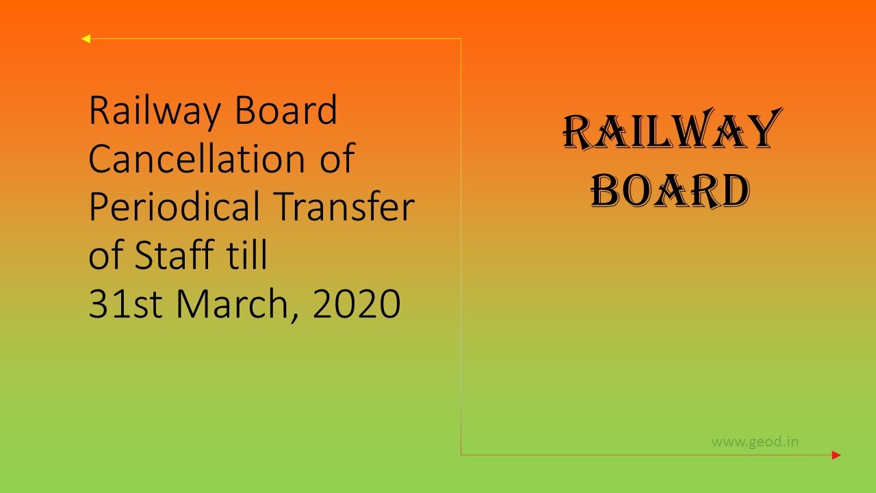 Railway Board Cancellation of Periodical Transfer of Staff till 31st March, 2020