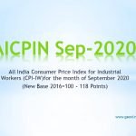 All India Consumer Price Index for Industrial Workers (CPI-IW)for the month of September 2020 (New Base 2016=100 - 118 Points)