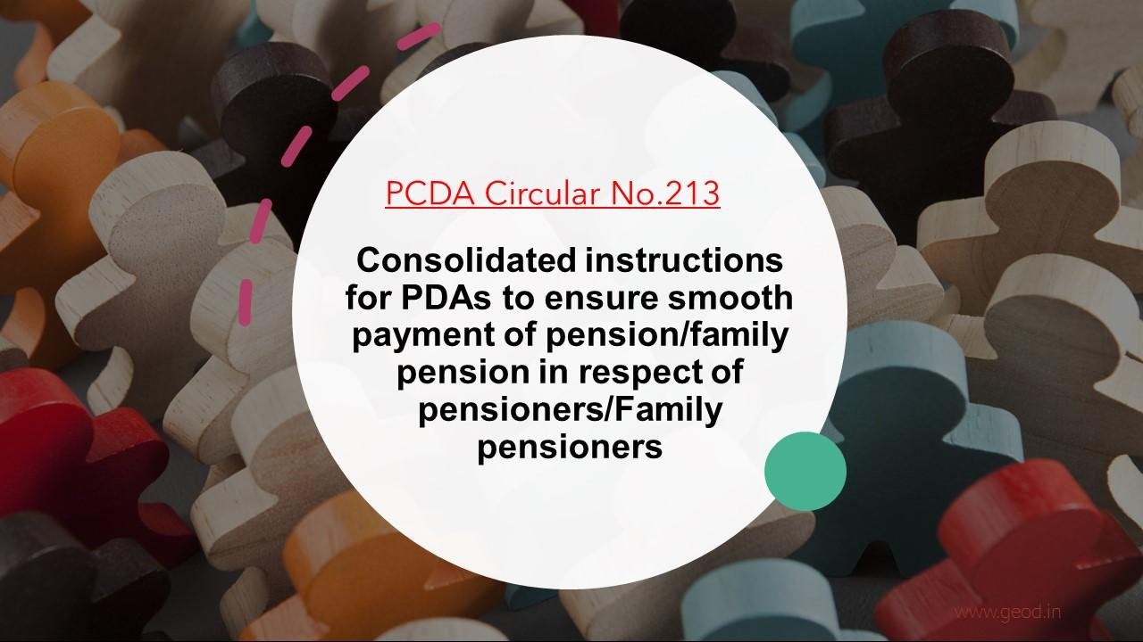 Consolidated instructions for PDAs to ensure smooth payment of pension