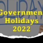Holidays for the year 2022